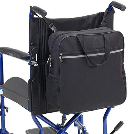 KhUKhu Rollstuhltasche, Rollstuhl-Rucksacktasche mit Taschen und reflektierenden Streifen, Rollstuhl-Rückentasche bietet großen Stauraum, einfache Installation – 37 cm x 37 cm