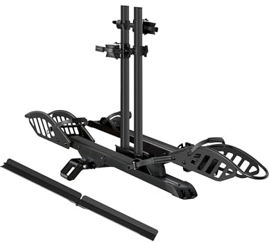 Young Electric E-Bike Rack with Ramp, Hitch 2 Bike Rack, 200 lbs Capacity Electric Bike Carrier, Foldable Platform Mount for Cars, Trucks, SUVs, Minivans, Up to 5-Inch Fat Tire for 2'' Receiver