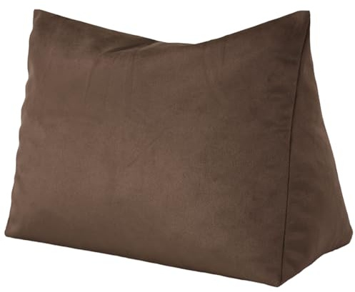 Nurtextil24 Lesekissen Visco Memory Rückenkissen Ergonomisch Braun | Keilkissen für Bett und Sofa - Ideal als Rückenstütze - dreieckiges Rückenstützkissen Samt Rückenlehnekissen