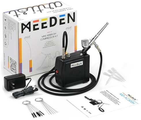 MEEDEN Mini Airbrush Compressor - Portable Air Brush Machine for Model Painting - Black