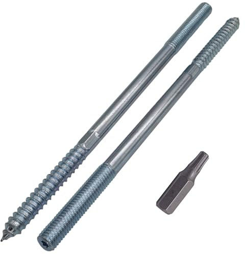 SKIR'CO (10 Stück) Stockschrauben M10 x 200 mm, Dübelschrauben mit Doppelgewinde, Doppelkopfschrauben