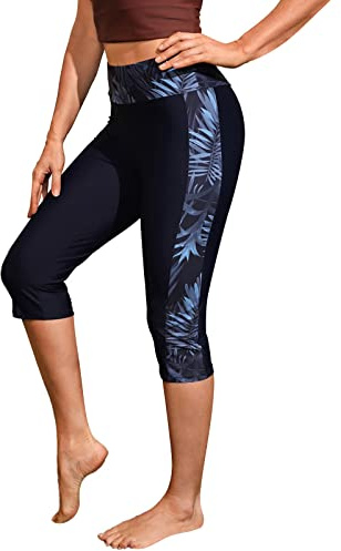 Générique Maillot De Bain Femme Natation Short,Femmes Board Shorts Capris Maillot De Bain Taille Haute Cordon De Natation Capris De Natation Shorts De Natation Longs Slip Caleçon