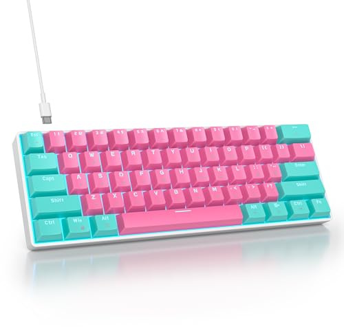 Ussixchare 60 Percent Gaming Keyboard 61 Keys Wired Mechanical Keyboard Ultra Compact Keyboard Red Switch LED Backlit for Windows Laptop Gamer(61 Miami)