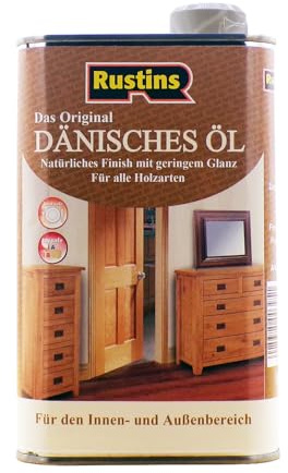 Rustins 500 ml Danish Oil – Das originale klare dänische Öl für alle Holzarten – außen und innen – Sicherheit, Lebensmittel und Spielzeug 6 bis 8 m²