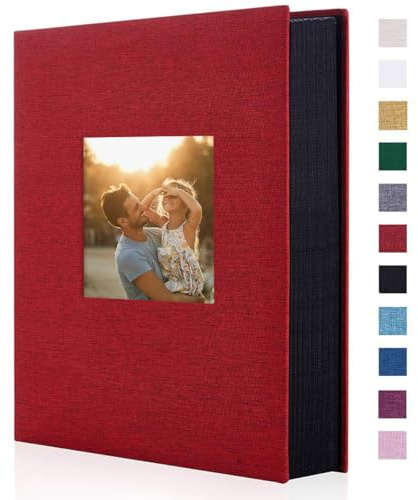 Miaikoe Fotoalbum 10x15 300 Leinen Album Slip in für Familie Hochzeitstag Album Buch Holds 300 Horizontal 10x15cm Fotos Rot