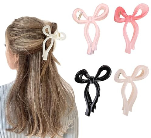 Lilbitty 4 Stück Schleifen Haarspangen, elegante Haarklammer, Schmetterlings Haarschmuck für Mädchen, rutschfeste Schmetterlingsklammern, Haar Styling Zubehör für Frauen