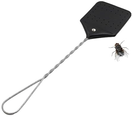 Insektenklatsche – Buug Lederklatsche, Hand-Schädlingsbekämpfung | Manuelle Insektenklatsche, robuste ausziehbare Käferklatsche, hängende Fliegenklatsche mit stabilem langem Drahtgriff für den Innen-