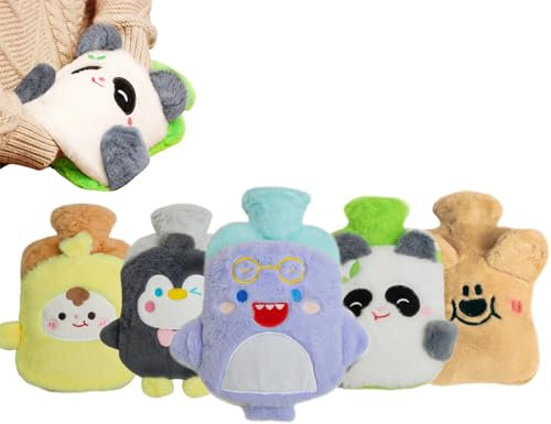 MHwan Borsa Acqua Calda Peluche, Boule Acqua Calda Stitch da 1 Litro di Simpatico delfino Soffice, Sicura, a Prova di Esplosione e a Prova di Perdite Borsa DellAcqua Calda, Rimovibile per la Pulizia