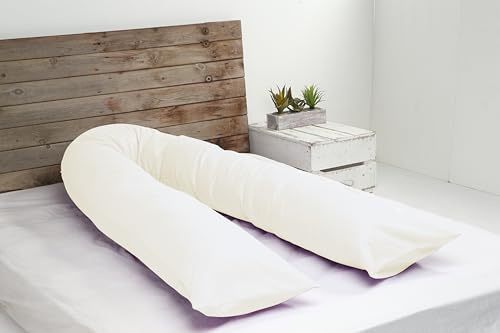 HEIMTEX U-förmiges Schwangerschaftskissen mit Bezug, 12ft atmungsaktives Mikrofaser-Ganzkörperkissen für Schwangere, Unterstützung für Rücken und Bauch (Creme)