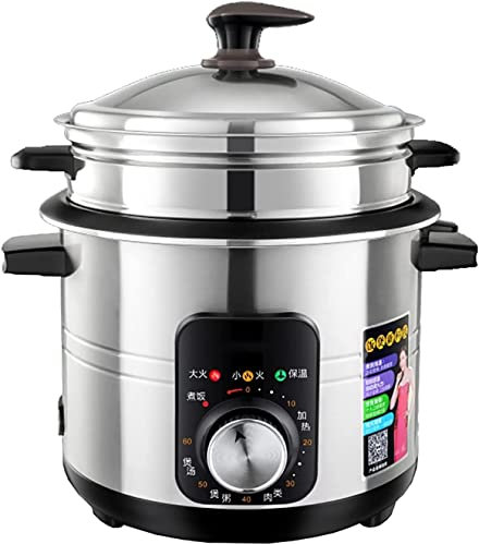 Olla arrocera eléctrica para el hogar, Olla arrocera con vaporera, Olla arrocera Acero Inoxidable, Revestimiento Antiadherente, Temperatura Ajustable para 1-11 Personas