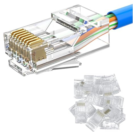 MOGOOD Spinotte Modulari RJ45 Cat6 10 Pezzi Placcate Oro 10Gbps | Velocità Rete fino a 10Gbps. Retrocompatibili con Cavi Cat6 e Cat5e, Adatti per Cablaggio LAN Domestico e Aziendale Stabile