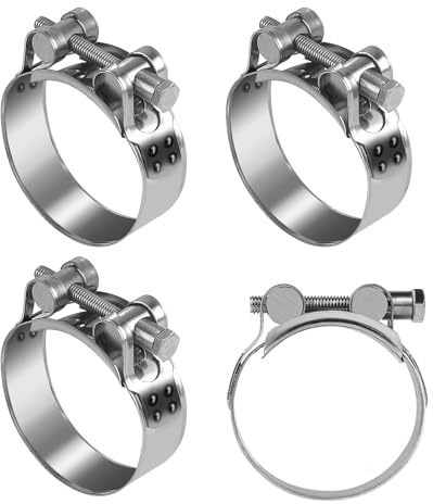 EFUTURETIME 4 Stk. Gelenkbolzenschelle Edelstahl 52-55 mm, 22mm Breit, Schlauchschelle Motorrad Auspuffrohr Klemme Rohrschelle für Motorrad Auspuff, Rohre und Schläuche