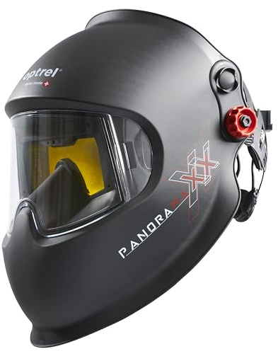 Optrel Panoramaxx L Black - Passiver Schweißhelm mit IsoFit Kopfband, Lasersschutz, Panorama-Sichtfeld und True Color View für optimale Sicherheit und Komfort als Schweißerhelm