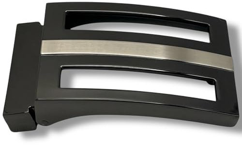 Zukunftsenkel Gürtelschnalle Herren 38mm Koppel Schnallen Damen Steckschnalle Gurtloch Ledergürtel Buckle Automatikschnalle Dornschnalle Schnalle Schließe Metall Wechselgürtel (1, schwarz/silber)