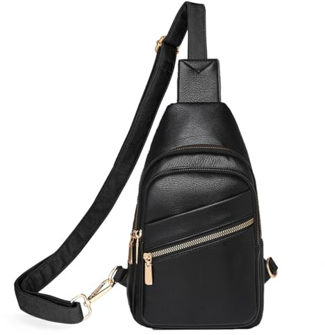 Sling Chest Crossbody Bag,Wasserdicht Schultertasche,Hohe Kapazität Brusttasche für Männer und Frauen,Umhängetasche PU Leder Anti-Diebstahl Crossbag Tasche Rucksack die Outdoor-Sportarten Wandern