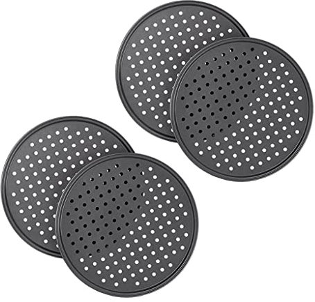 Set di 4 teglie per Pizza Rotonde forate antiaderenti per Pizza e tarte Crispy, teglie per Pizza da 32 cm