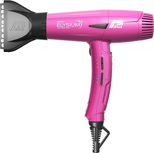 Parlux Elysium® Asciugacapelli con diffusore Magic Compact, Digitale, Professionale, Ioni negativi. 2300 W. 9 combinazioni di Velocità e Temperatura, Cavo girevole, Potente, Leggero, Fucsia