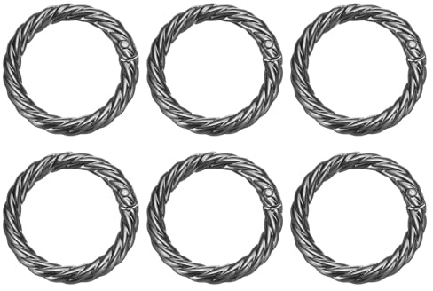 QUARKZMAN 6pcs Hebillas de Resorte, 35mm Anilla con Resorte Llavero Metálico Gancho Snap Redondo de Metal Mosquetón Cierre Abierto para Bisutería Artesanía Bricolaje Bolso, Gris