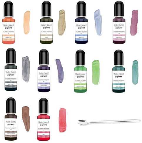 Ronoza Paint for Casting Powder, 10 Colours Set for Concrete Plaster, Highly Concentrated Colour Pigments for Model Making, DIY and Creative Projects, Easily Soluble Powder, Concrete Paint Powder