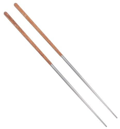 FUNOMOCYA Bacchette Da Cucina Lunghe in Acciaio e Legno Di Pollo, Bacchette Per Friggere Antiscottatura Impugnatura Antiscivolo, Per Pentola Calda e Noodles, Set Da (40 Cm)