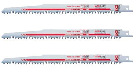 3x Saxton 240mm Reciprocating Sabre Saw Wood Blades R1021L. Compatible with Bosch, Dewalt, Makita