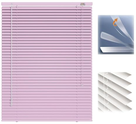 WXGZSKLV Estores Venecianas Aluminio 25 mm, Persiana Ventana Veneciana Privacidad 100 120 180 200 150 165 200 205 45 60 85 cm, Persianas contra la luz Solar Horizontales para Habitación Cocina(Pink)