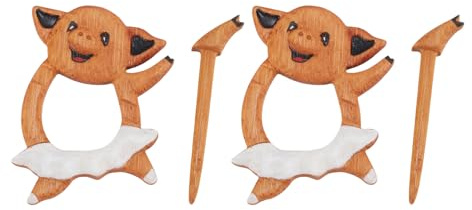LIYJTK Broche en bois en forme d'animal, pince de pull mignonne, châle, bijoux, vêtements, robes, accessoires de décoration pour femmes et filles