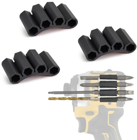 Saipor 3 soportes magnéticos para brocas para destornilladores de impacto y taladros, adhesivo fuerte de alta resistencia, organizador de manga de broca que se fija en el lateral del taladro eléctrico