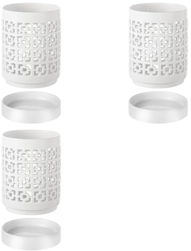 Tumintu 3X Vaso per Orchidee con Fori, Vasi in Ceramica per Piante, Vasi per Fiori da Interno Ed Esterno per Rinvaso con Drenaggio e Sottovaso, 4 Pollici