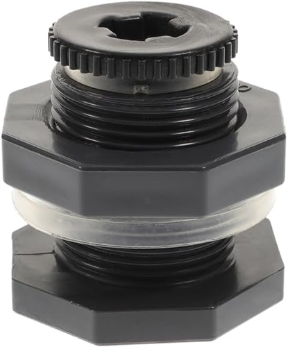 YARNOW Conector de Mamparo Roscado de PVC 1/2 Pulgada Junta de Sellado y Tapón, Accesorio para Tanque de Agua, Compatible Depósitos y Tanques para Agua de Lluvia en Uso Doméstico E