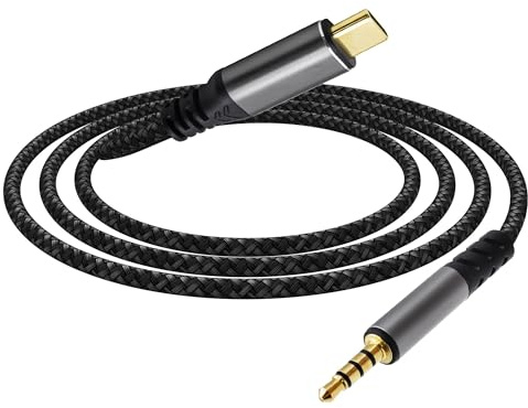 YARCHONN Cavo audio AUX da USB C a TRRS da 3,5 mm, adattatore da USB tipo C maschio a femmina da 3,5 mm, cavo per cuffie stereo, cavo microfono per telefono, tablet, altoparlanti, 1,5 m