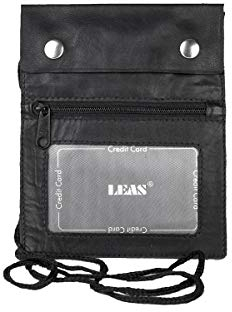 LEAS Brustbeutel Echt-Leder, schwarz Travel-Line