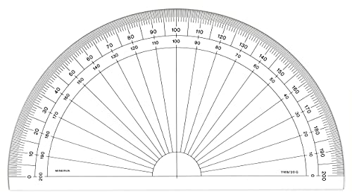 MINERVA Halbkreis Winkelmesser, Gon 200, 20 cm, transparent