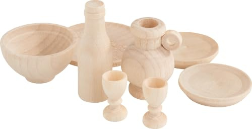 Geschirr, 8-tlg., Miniatur, aus Holz