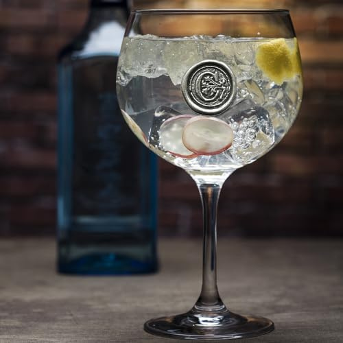 English Pewter Company Personalised Gin Glass with Your Choice of Initial - Unique Gift for Men or Women, Birthdays, Anniversaries (C) [MON303]