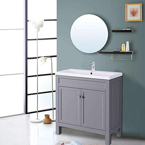 NRG 800mm Grey Bathroom Furniture Wash Stands Vanity Storage Unit with Basin Sink
