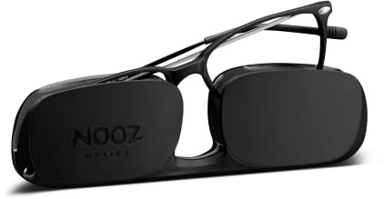 Nooz Optics Unisex Lesebrille - Schlankes & leichtes Nylon lesebrillengestell für Für Damen und Herren mit kompaktem Etui - Presbyopie Brille Rechteckig - Schwarz - +1