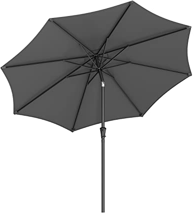 SONGMICS Ombrellone da Giardino 270 cm, UPF 50+, Parasole, Inclinazione Bidirezionale a 30°, Manovella per Apertura/Chiusura, Esterno Terrazzo Balcone Piscina, senza Base, Grigio GPU27GY