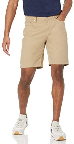 Amazon Essentials Pantalones Cortos Elásticos de Corte Ajustado con 5 Bolsillos, Entrepierna de 22,9cm Hombre , Marrón Caqui, 34W