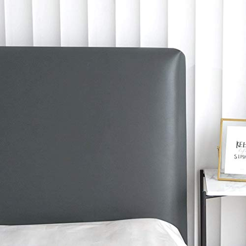 WWQQ Elastische Bett Kopf Abdeckung Leder Wasserdicht Kopfteil Abdeckung Fuir Bett Einfarbig Bett Kopfteil Bezug Staubdichte Bettkopfteil Hussen Dehnbare Kopfteilbezug SchutzhüLle 160 Grau