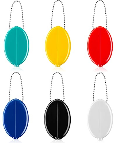 Rubber Coin Purse 6 Pieces Oval Coin Purse Holders Colorful Pocketbook Holder with Chain for Men Women Travel Multi Purpose(Classic Color)
