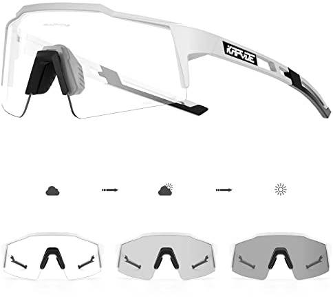 KAPVOE Photochromic Cycling Glasses UV400 Men Women TR90 K9023 | Colorful Photochromic Glasses, UV400 Protection, TR90 Frame and Built In Inner Frame, Adjustable Nose Pads