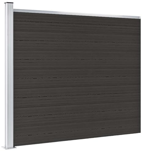 vidaXL Zaunelement Gartenzaun Sichtschutzzaun Lamellenzaun Windschutz Zaun Windschutzzaun Terrasse Stecksystem Lärmschutz WPC 175x146cm Schwarz