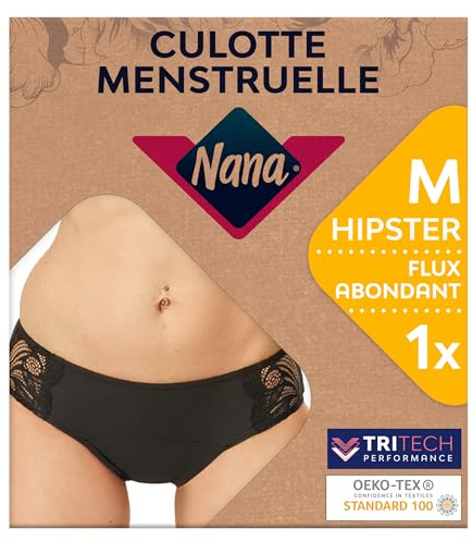 NaNa Waschbare Perioden-Unterwäsche für Frauen bei starker Blutung - Schwarz - bequem, mit hoher Absorptionsfähigkeit - für Tag und Nacht, Hipster-Schnitt - [1er-Pack, X] | Reichlich fließend, Bio-Baumwolle, TriTech-Technologie, 12 h, Hipster-Schnitt, Öko-Tex