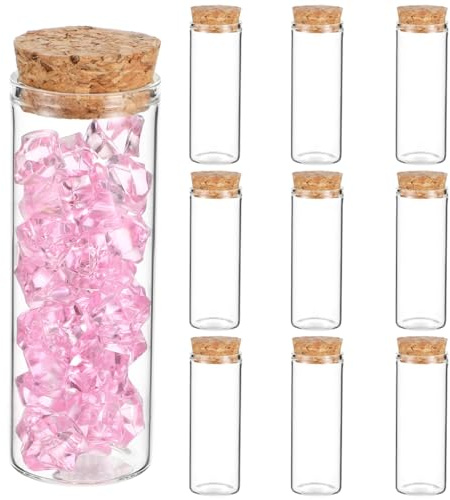 VILLCASE 10 Stück Borosilikat Reagenzgläser Mit Kork Verschluss 3X8Cm Glasröhrchen Für Labor Diy Basteln Gewürze Und Dekoration Wiederverwendbar