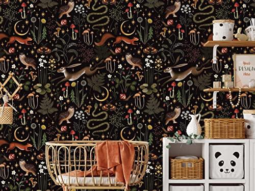 Coloritto Woodland Wallpaper | Removable Self Adhesive Botanical Wallpaper | Flower and Forest Peel and Stick Wallpaper (Sample 12 W x 8 H)