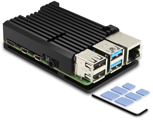 iUniker Raspberry Pi 4 Gehäuse mit 4B Case Aluminium Passiv Kühlung Speziell entwickelt für Raspberry Pi 4 Modell B (Black)
