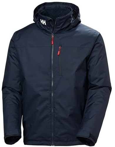 Helly-Hansen Crew Hooded Midlayer 2.0 Waterproof Jackets for Men with Insulated Windproof Sailing Fabric and Packable Hood, 597 Navy - M