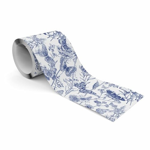 Muralo Bordüre Selbstklebend Blumen,Schmetterlinge, Wandbordüre - 10x300 cm | Tapetenbordüre, Modernes Design, UV-beständig, halbmatt, glatt und abriebfest - ideal für Wohnzimmer und Schlafzimmer