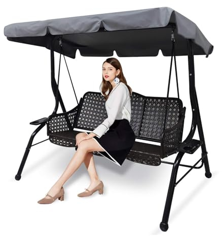 Wudlad Garden Swing Canopy Replacement - Outdoor Waterproof Swing Chair Cover, UV Resistant Patio Hammock Cover Top for Swing Seat (L)